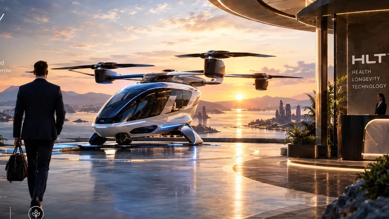 Arrival by air at an HLT centre at sunset